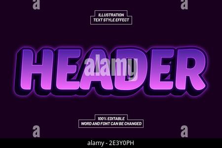 Header Purple Text Style Effect Stock Vector