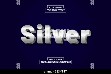 Silver Text Style Effect Stock Vector