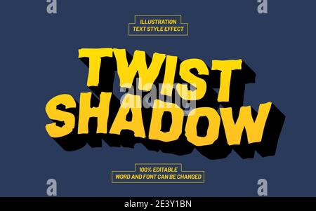 Twist Shadow Text Style Effect Stock Vector