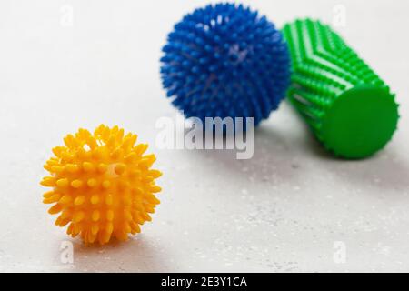 massage rubber balls for self massage and reflexology Stock Photo