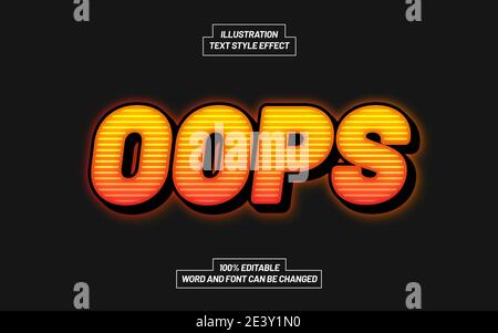 Opps Text Style Effect Stock Vector