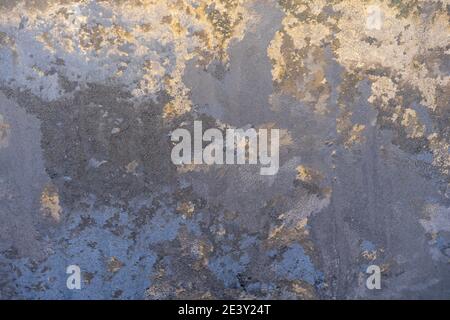 Thin, glowing, rough frozen ice. The frozen water Stock Photo
