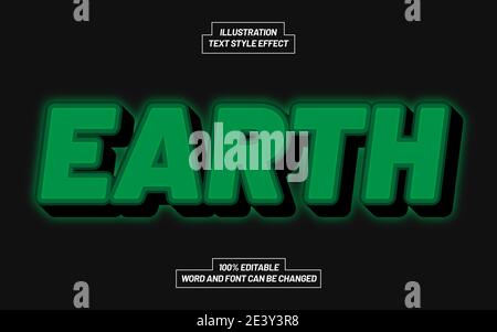 Earth Green Text Style Effect Stock Vector