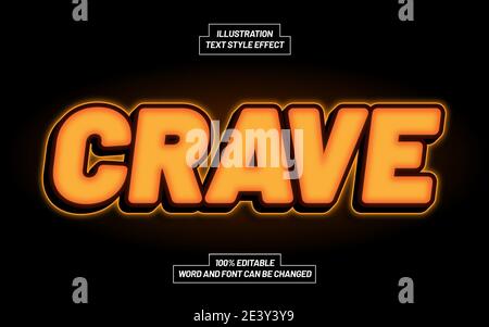 Crave 3D Bold Text Style Effect Stock Vector