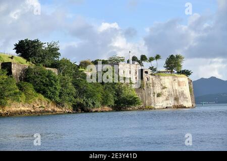 Martinique, Fort-de-France: Fort Saint-Louis is an active naval base, the headquarters of the Navy High Command for the West Indies and Guiana Stock Photo