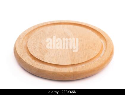 Wooden cheese board, isolated on white Stock Photo