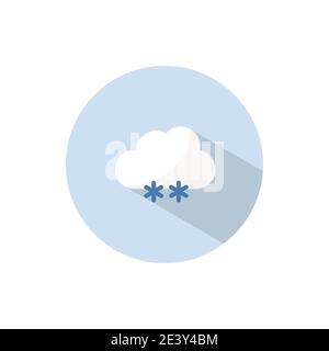 Snow and cloud. Flat color icon on a circle. Weather vector illustration Stock Vector
