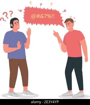 Arguing men flat color vector detailed character Stock Vector