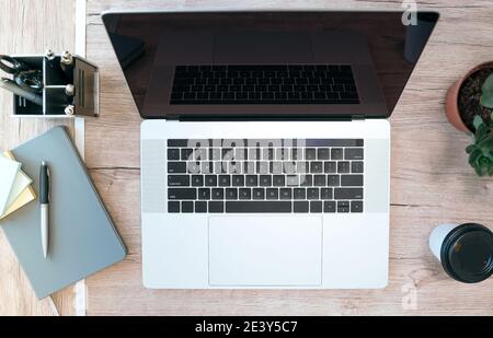 close up. laptop on the Desk of a business person. Stock Photo