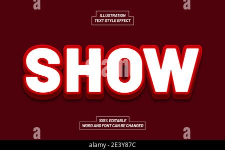 Red And White Show Text Style Effect Stock Vector