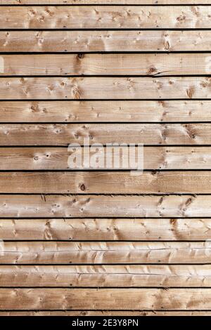 New modern brown wooden fence panel background with rough knotted grain timber texture, stock photo image Stock Photo