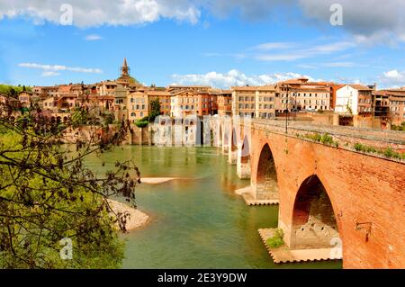 View of Albi (France) and Tarn river with its bridges from Bishop palace. Stock Photo