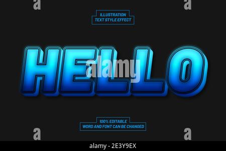 Modern Hello Blue Text Style Effect Stock Vector