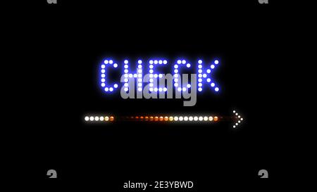 Text sign bulbs LED pixels, light flashing, blinking lights advertising banner. Light Text Logo. Digital Display. illustration texture banner, wallpap Stock Photo