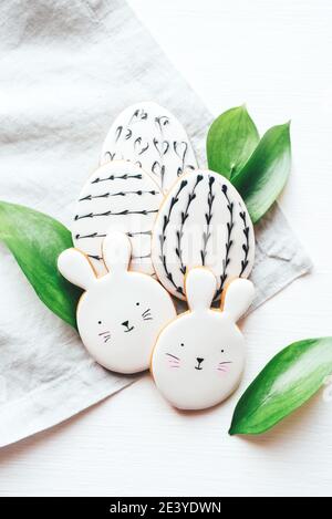 Easter sweets in the form of eggs and rabbits. Stock Photo