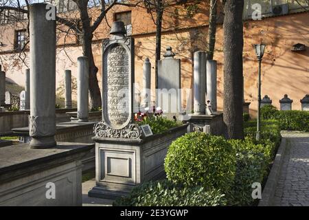 Cemetery near Mausoleum of Sultan Mahmud II in Istanbul. Turkey Stock Photo