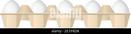 Eggs in carton box on a white background. Stock Vector