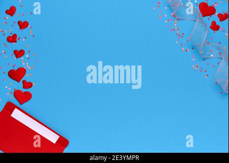 Valentine's day, love letter template background. Translucent shiny red  hearts and an blank paper sheet. Digital render Stock Photo - Alamy