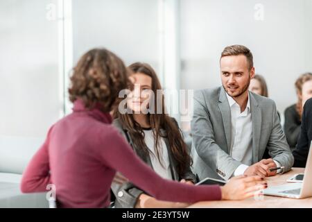 working group is working on a new project Stock Photo