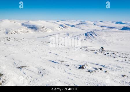 ski mountaineering on Snohetta in Dovre, one of Norway's highest mountains Stock Photo