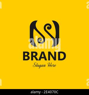 Letter SN NS Monogram Logo Vector Template letter N with S negative space Stock Vector