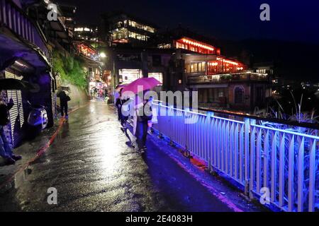 JIUFEN, TAIWAN - NOVEMBER 23, 2018: People visit heritage Old Town of Jiufen located in Ruifang District of New Taipei City. Jiufen is also known as J Stock Photo