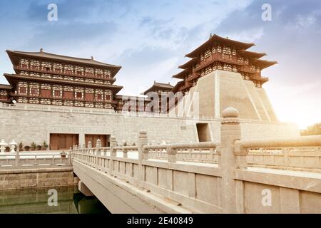 Yingtian Gate is the south gate of Luoyang City in the Sui and Tang Dynasties. It was built in 605. Stock Photo