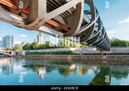 Modern tall buildings and bridge, Guiyang city landscape, China. Stock Photo