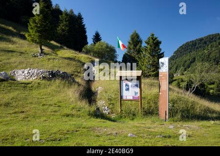 Trenches from First World War near Monte Grappa, Province of Treviso, Veneto Region, Italy Stock Photo