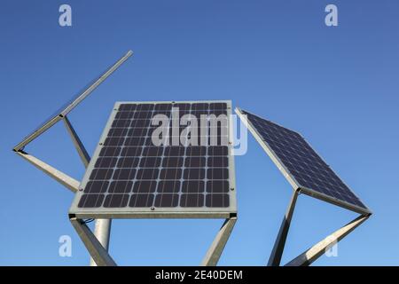 Set of solar panel on pole Stock Photo
