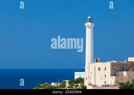 Santa Maria di Leuca lighthouse, Castrignano del Capo, Apulia region, Italy Stock Photo