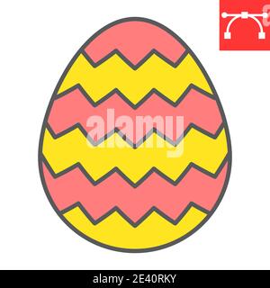 Easter egg color line icon, Happy Easter and holiday, egg vector icon, vector graphics, editable stroke filled outline sign, eps 10. Stock Vector