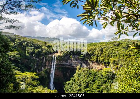 The beautiful Waterfall in Chamarel, Mauritius, Africa Stock Photo