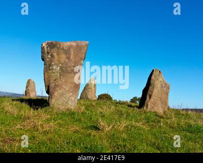 Nine Stones Close or Grey Ladies a Bronze Age stone circle near Harthill Moor and Birchover in the Peak District National Park Derbyshire England UK Stock Photo