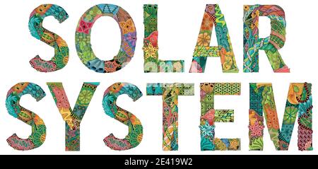 Solar system. Vector decorative zentangle object for decoration Stock Vector