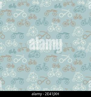 Bicycle seamless pattern. Evolution. Flat colour design vector icon set. Illustration Stock Vector