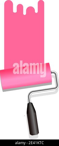 Roller painter, paintbrush vector illustration (Pink) Stock Vector