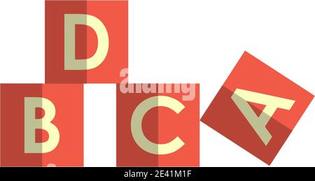 Kids toy cubes, flat vector isolated illustration. Abc blocks, alphabet cubes with letters for children development. Stock Vector