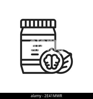 Walnut paste color line icon. Isolated vector element. Stock Vector