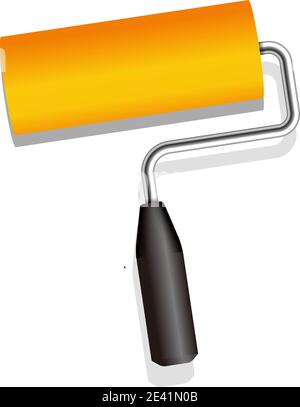 Roller painter, paintbrush vector illustration (Orange) Stock Vector