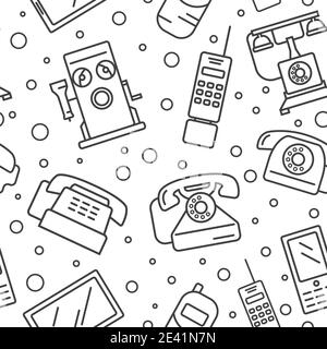 Phone history. Evolution. Seamless pattern vector. Illustration Stock Vector