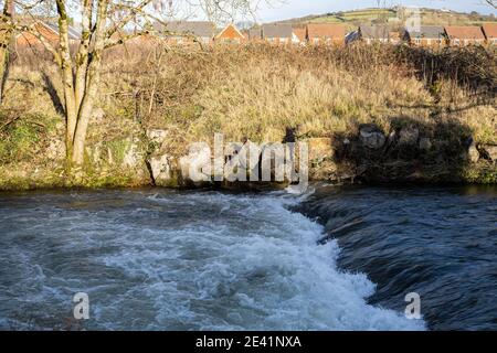 River Ogmore at Brynmenyn, Bridgend after Storm Christoph on the 21st January 2021. Credit: Lewis Mitchell Stock Photo