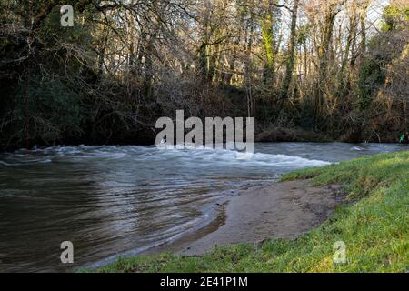 River Ogmore at Brynmenyn, Bridgend after Storm Christoph on the 21st January 2021. Credit: Lewis Mitchell Stock Photo