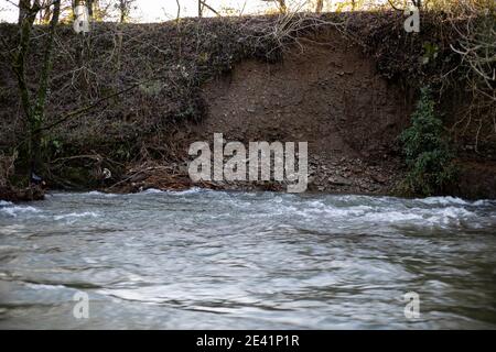 River Ogmore at Brynmenyn, Bridgend after Storm Christoph on the 21st January 2021. Credit: Lewis Mitchell Stock Photo