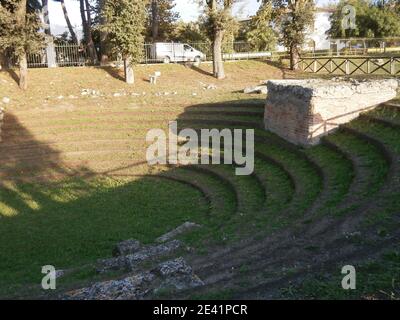 Romanesque amphitheater of paestum ruins, Italy. Stock Photo