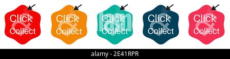 Click and Collect Icons for internet and online shopping concept Stock Vector