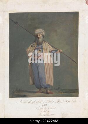 James Bruce, 1730â€“1794, British, Noble Arab of the Tribe Beni-Koreish of the Family Harb at Beder-Hunein, undated. Watercolor on moderately thick, slightly textured, beige laid paper. Stock Photo