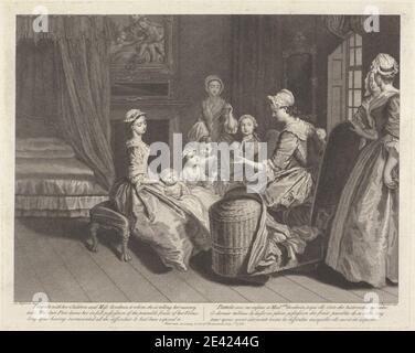 Print made by Guillaume Philippe Benoist, 1725â€“ca. 1770, French, Illustrations to Samuel Richardson's 'The Life of Pamela', illustrated by Joseph Highmore, 1762. Engraving.   genre subject Stock Photo