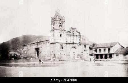 Vintage 19th century photograph: St Anna Cathedral, Panama Stock Photo