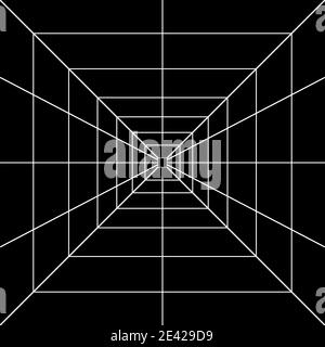 White perspective lines on black background. Stock Photo